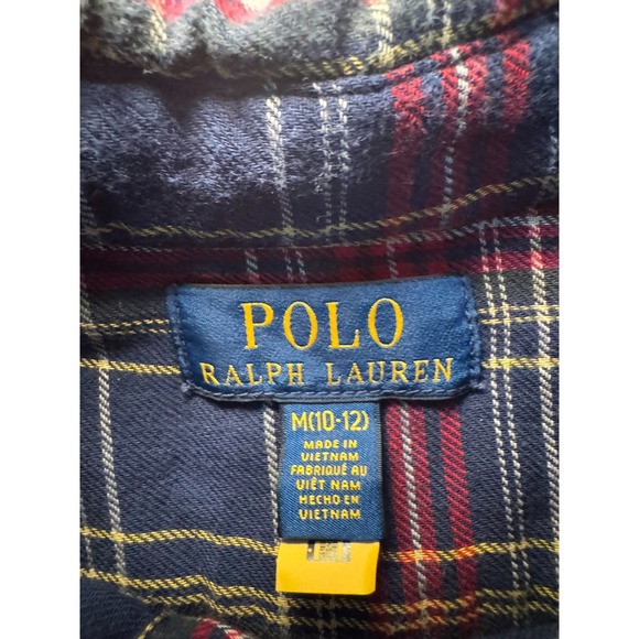 Polo Ralph Lauren Red Plaid Multi Color Flannel Shirt Boys Sz Medium 10/12 Pony - Picture 2 of 7
